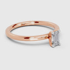 0.4 Carat Emerald Shape Solitaire Diamond Engagement Ring | 14K Rose Gold