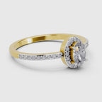 0.6 Carat Oval Shape Halo Engagement Ring | 14K Yellow Gold
