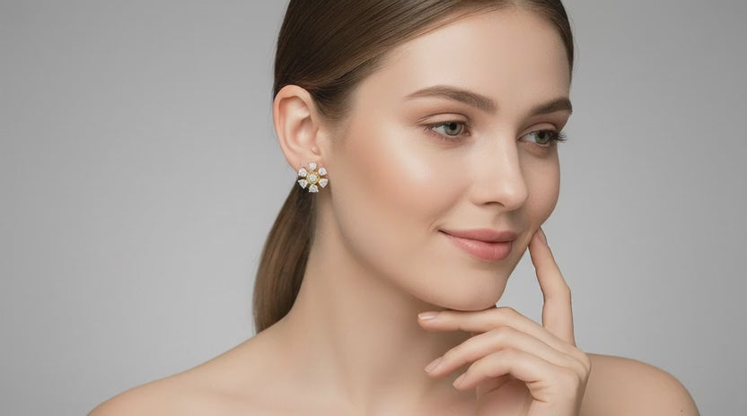 0.70 Ct Round Lily Earrings | 14K Yellow Gold