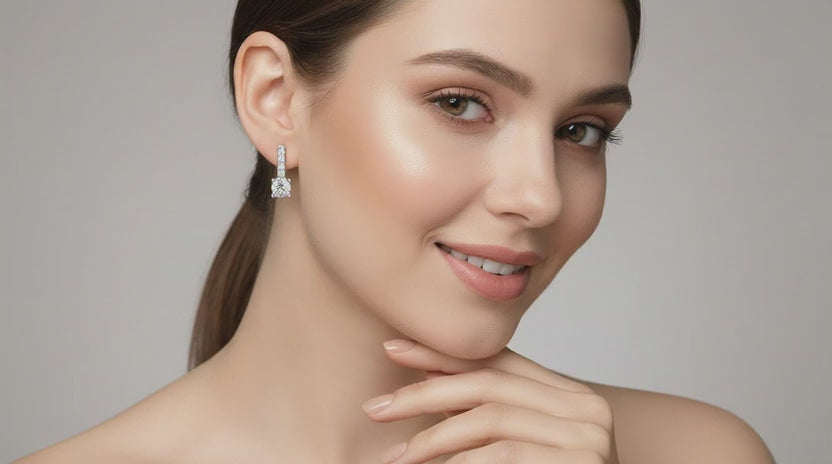 0.75 Ct Round Bar Drop Earrings |14K Yellow Gold