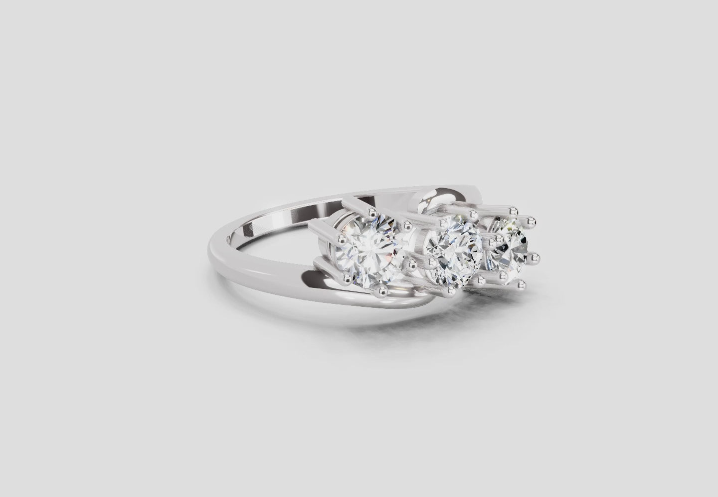 1.14 Ct Round Three Stone Ring | 14K White Gold