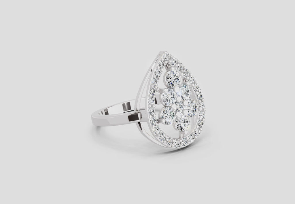 1.01 CT Round Cluster Diamond Ring | 14K White Gold