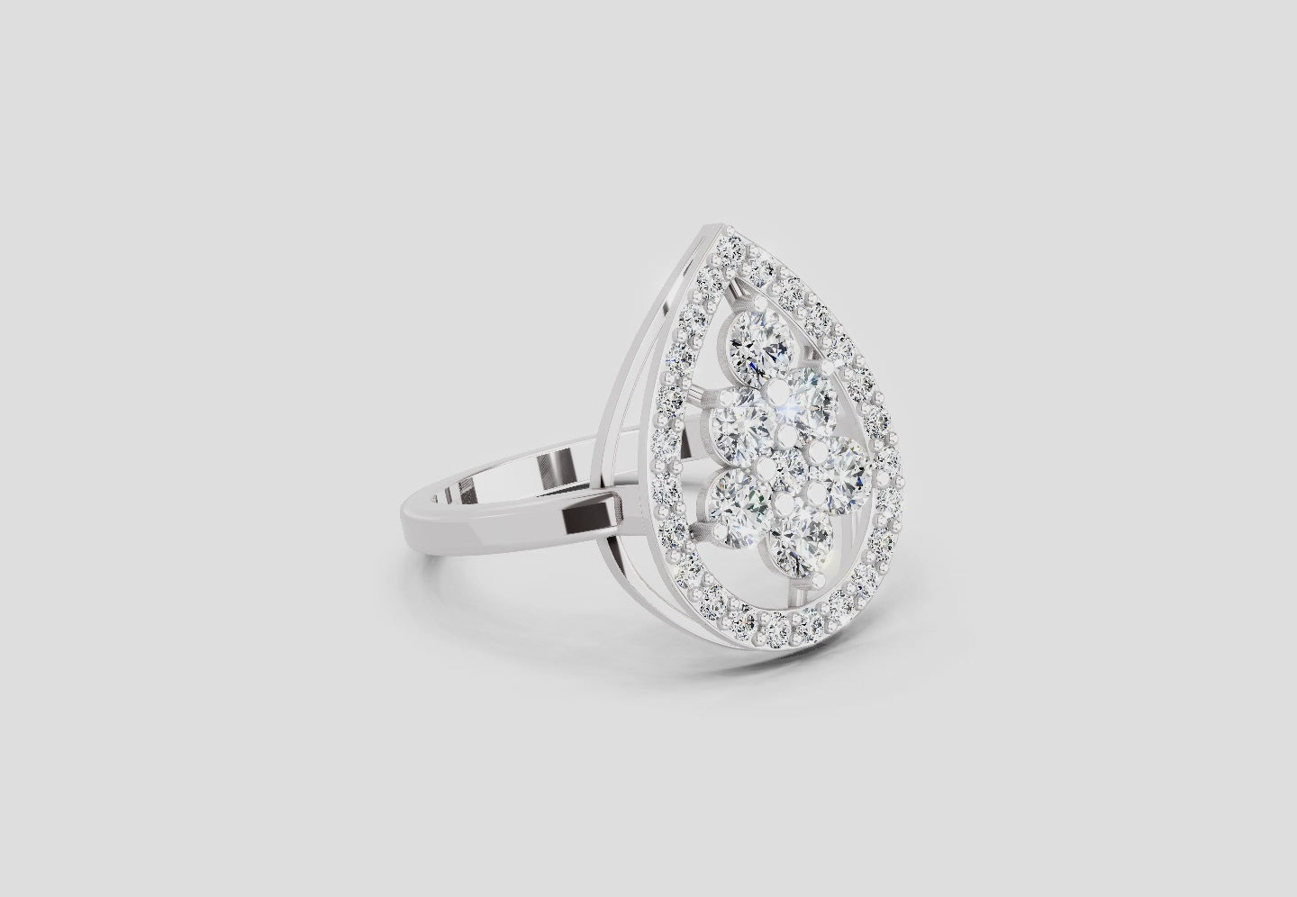 1.01 CT Round Cluster Diamond Ring | 14K White Gold