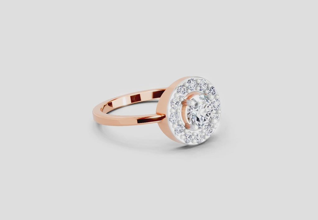 0.85 Ct Round Halo Ring | 14K Rose Gold