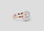 0.85 Ct Round Halo Ring | 14K Rose Gold