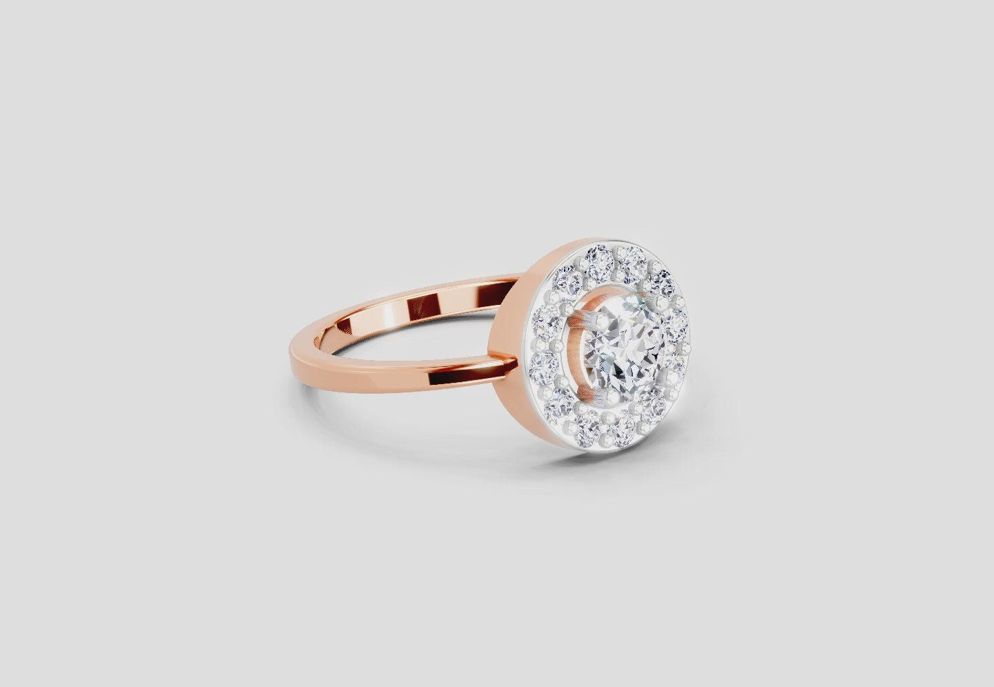 0.85 Ct Round Halo Ring | 14K Rose Gold