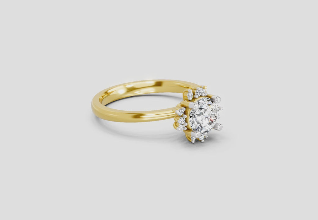 0.86 Ct Round Halo | 14K Yellow Gold