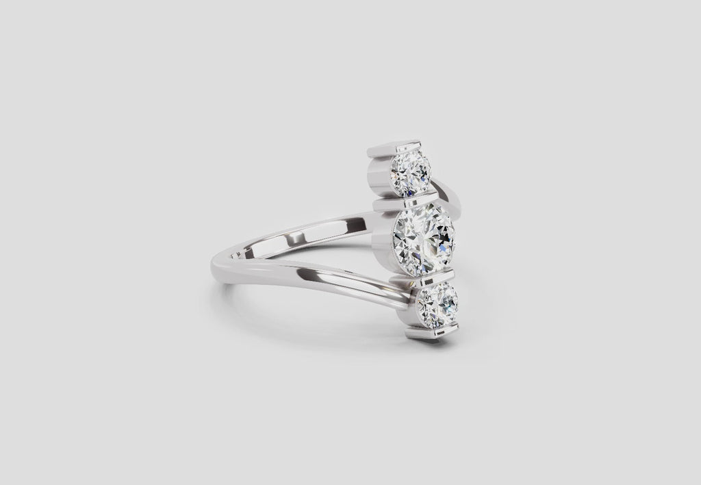 0.92 Carat Triastra Promise Engagement Ring | 14K White Gold