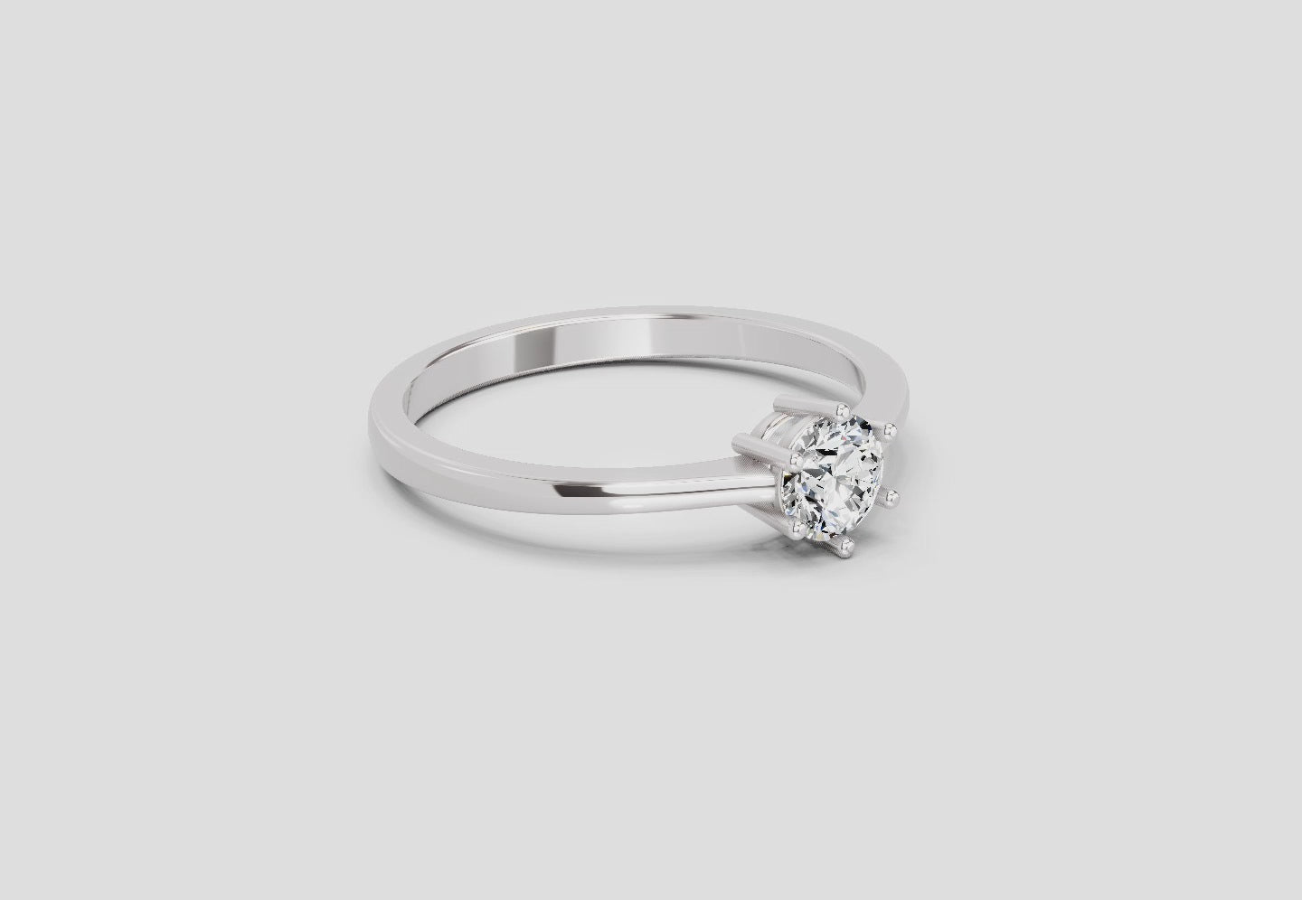 0.5 Ct Round Solitaire Ring | 14K White Gold