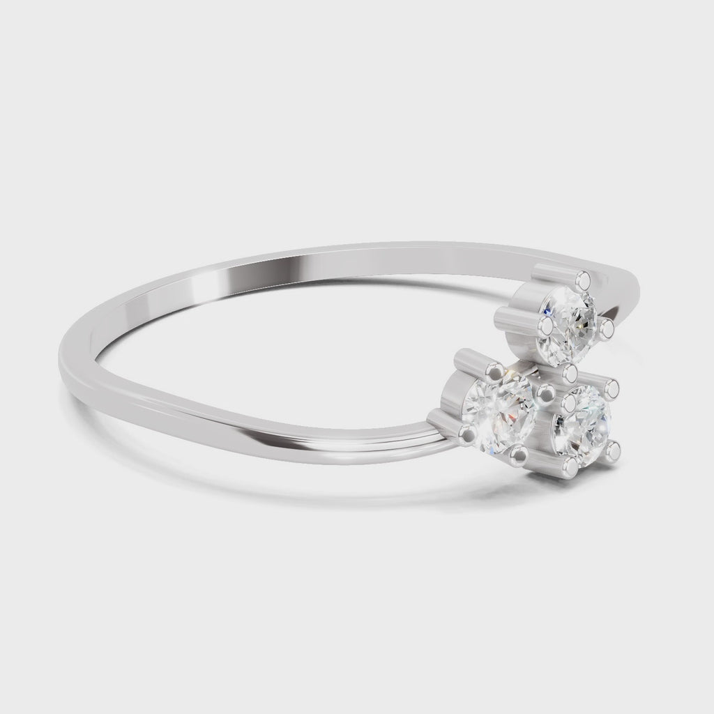 0.18 Carat Threefold Diamond Engagement Ring | 14K White Gold