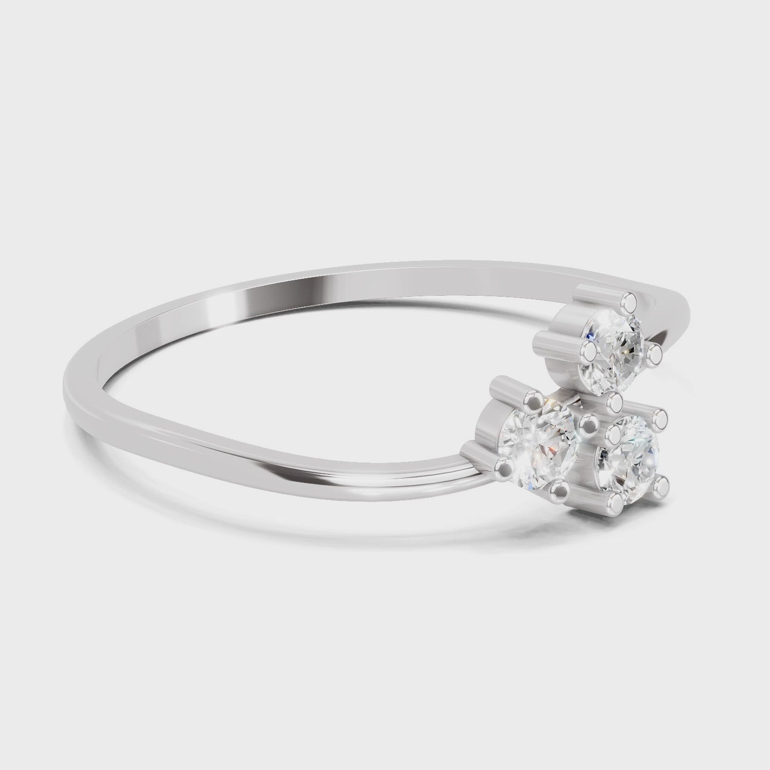 0.18 Carat Threefold Diamond Engagement Ring | 14K White Gold