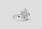 1.55 Ct Round Shape Floral Diamond Ring | 14K White Gold