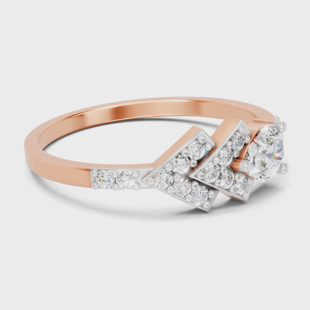 0.46 Carat Pear & Round Shape Diamond Solitaire Ring | 14K Rose Gold