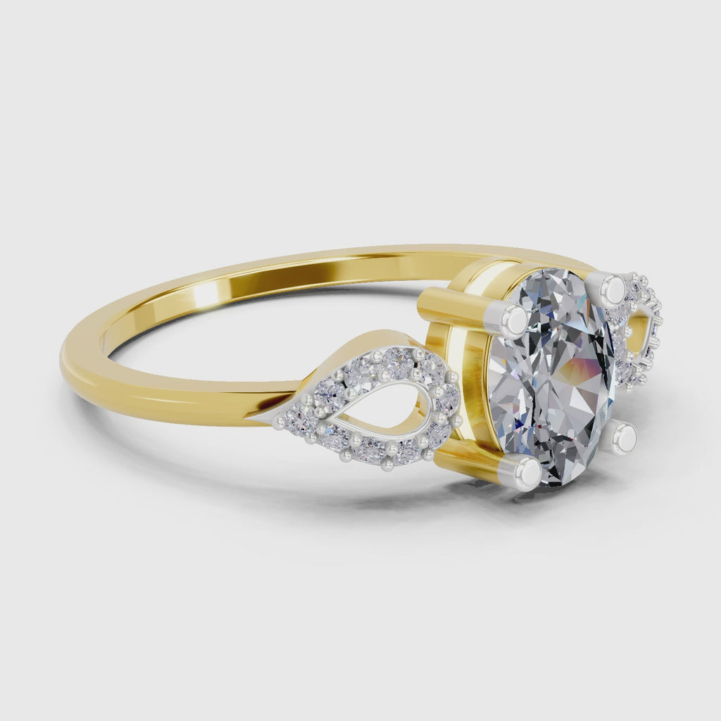 1.07 Carat Oval Shape Engagement Ring | 14K Yellow Gold