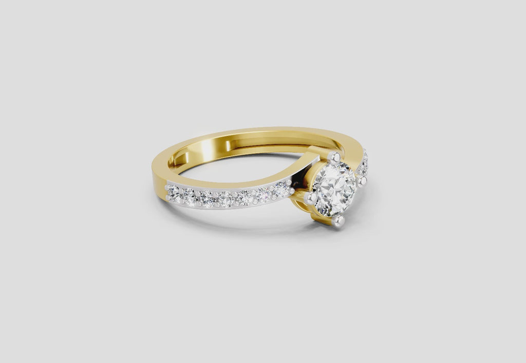 0.76 Carat Round Shape Diamond Engagement Ring | 14K Yellow Gold