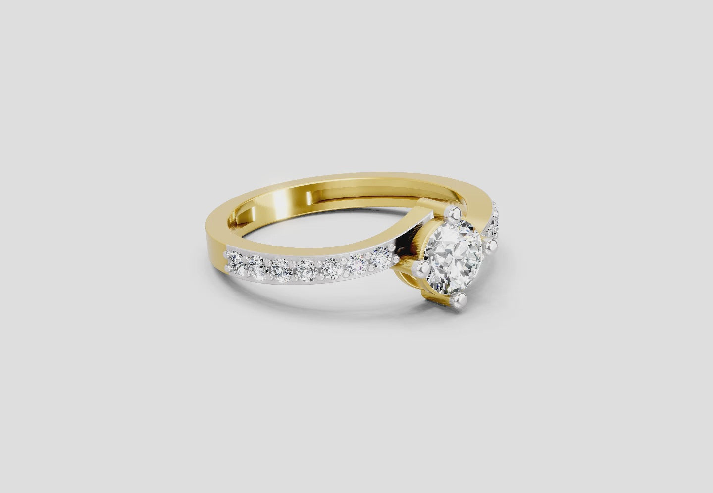 0.76 Carat Round Shape Diamond Engagement Ring | 14K Yellow Gold