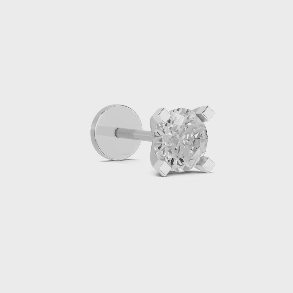 0.50 Carat Round Shape Solitaire Diamond Nose Pin | 14K Yellow Gold -Screw