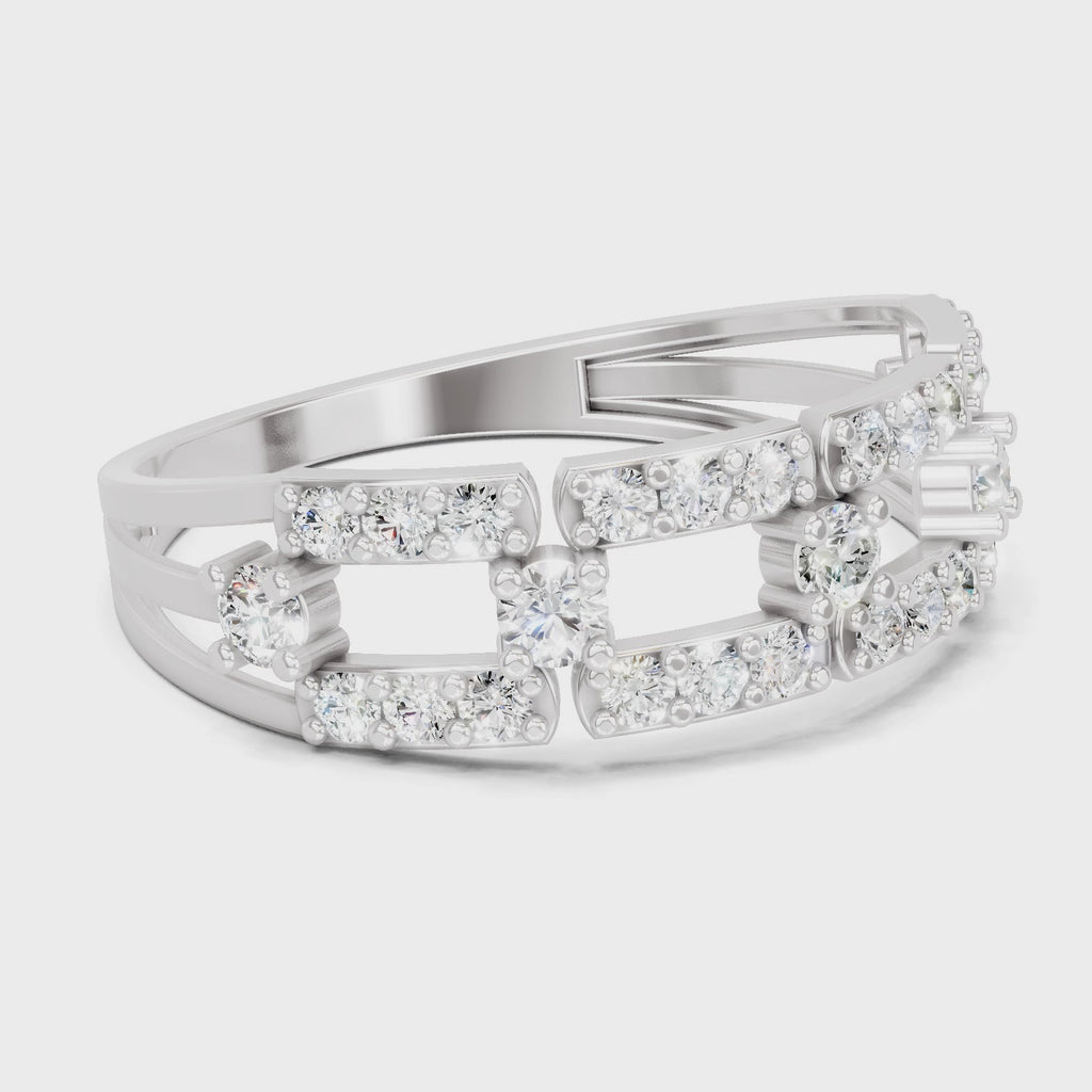 0.46 Carat Round Shape Diamond Bridge Ring | 14K White Gold