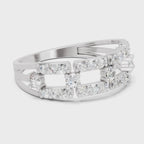 0.46 Carat Round Shape Diamond Bridge Ring | 14K White Gold