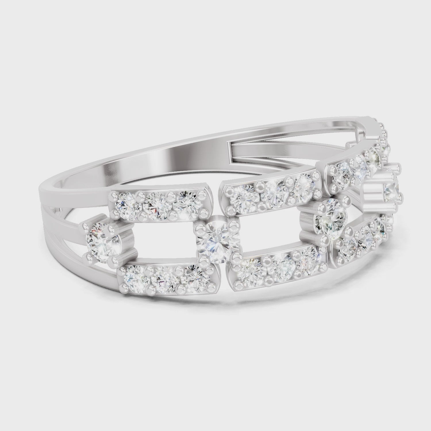 0.46 Carat Round Shape Diamond Bridge Ring | 14K White Gold