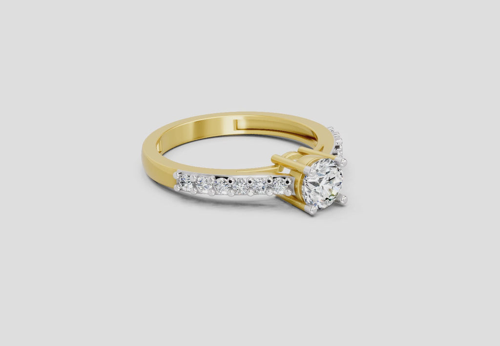 0.75 Ct Round Shape Diamond Solitaire Ring | 14K Yellow Gold