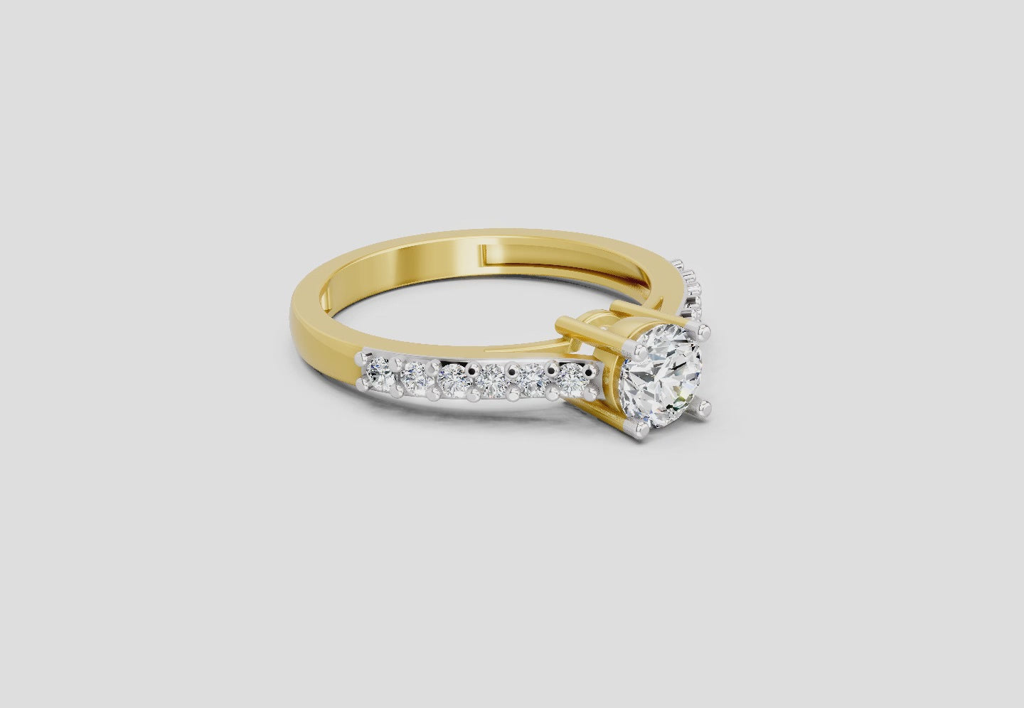 0.75 Ct Round Shape Diamond Solitaire Ring | 14K Yellow Gold