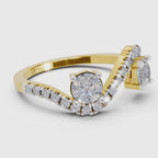 0.67 Ct Swirl Two Stone Diamond Engagement Ring | 14K Yellow Gold