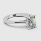 2.1 Ct Emerald Shape Solitaire Diamond Ring| 14K White Gold
