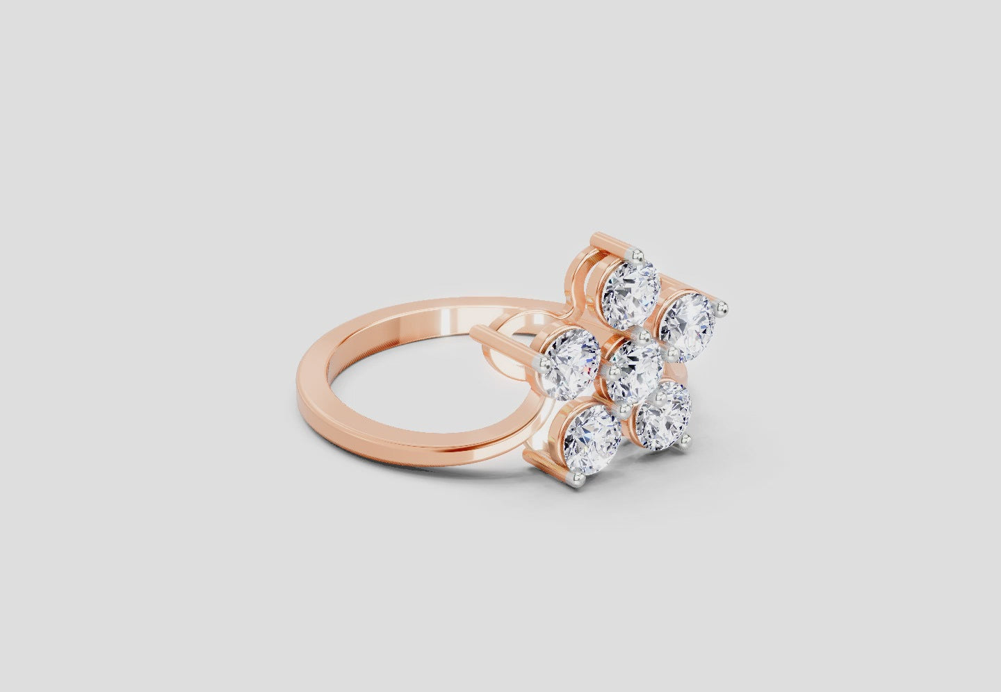 0.81 Ct Round Shape Diamond Flower Ring | 14K Rose Gold