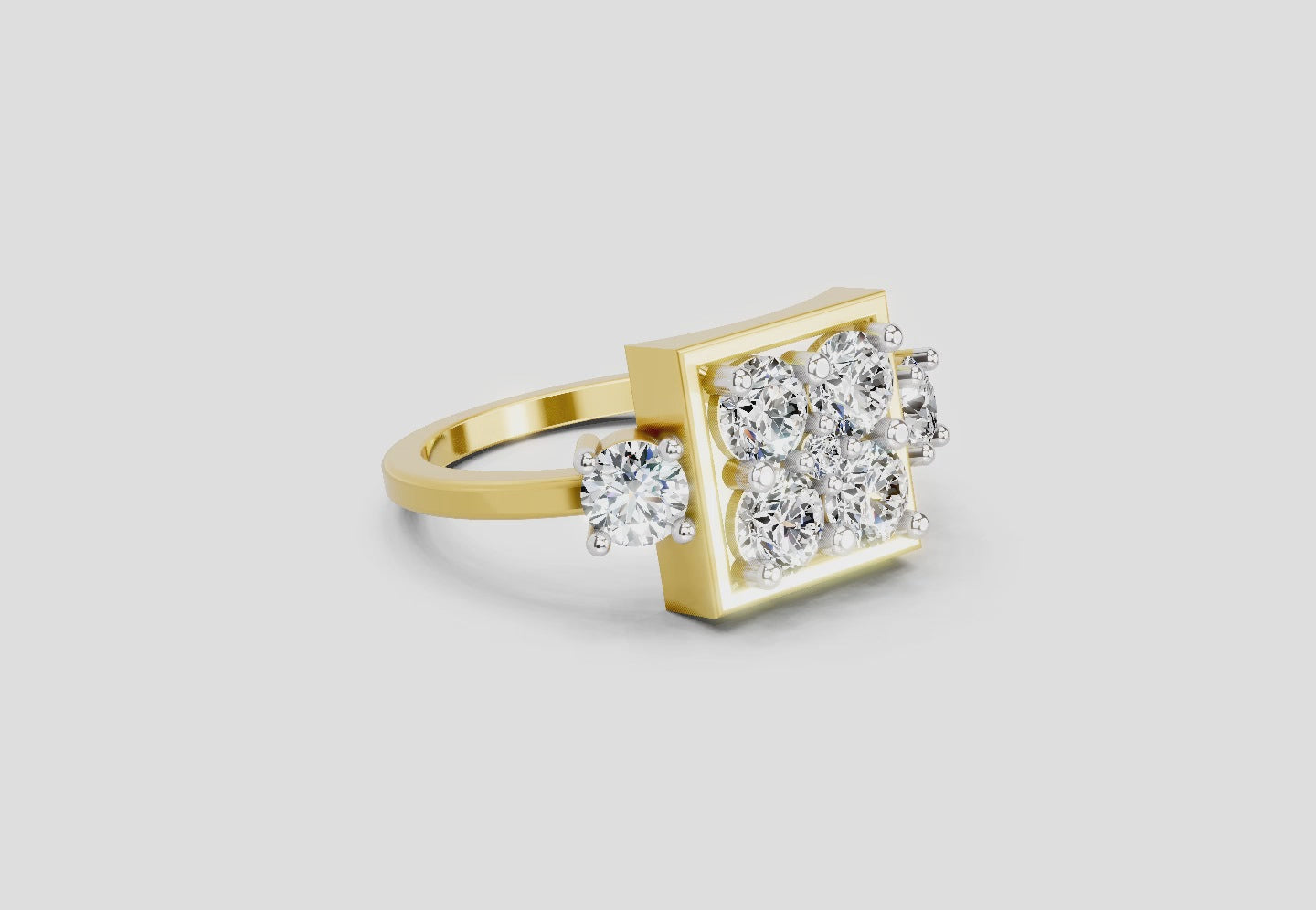 0.95 Carat Crystal Court Promise Engagement Ring | 14K Yellow Gold