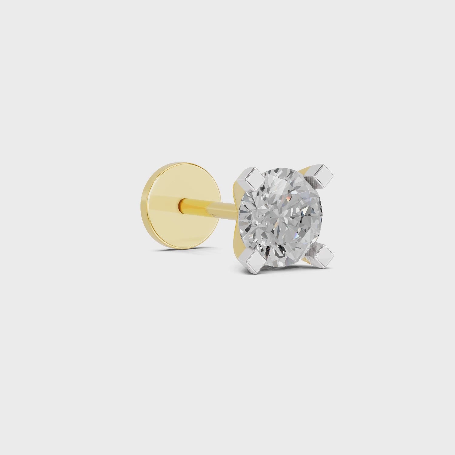 0.50 Carat Round Shape Solitaire Diamond Nose Pin | 14K Yellow Gold -Screw