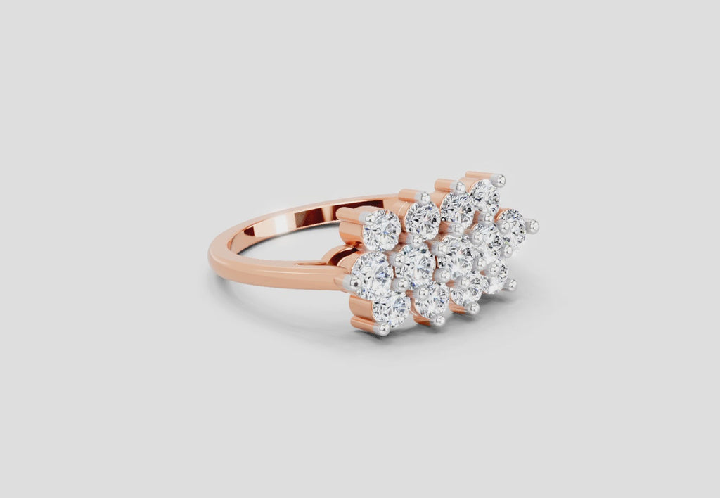 1.02 Carat Diamond Cluster Bloom Promise Engagement Ring | 14K Rose Gold