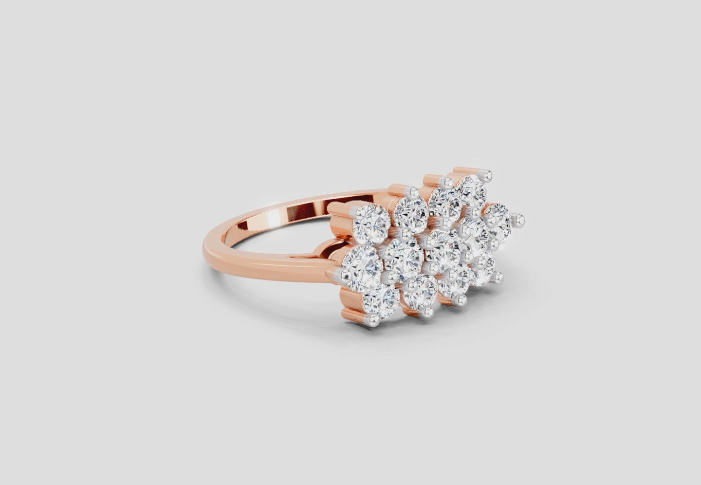 1.02 Carat Diamond Cluster Bloom Promise Engagement Ring | 14K Rose Gold