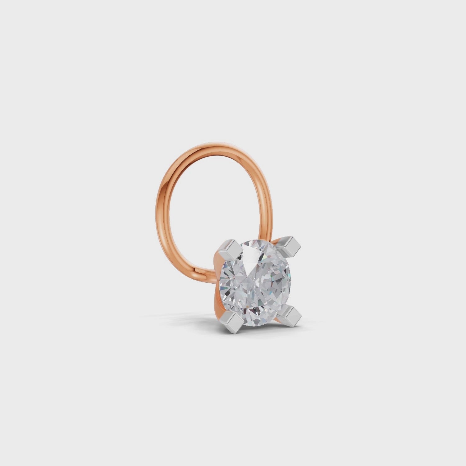0.21 Ct Round Shape 4 Prong Solitaire Diamond Nose Pin | 14K Yellow Gold