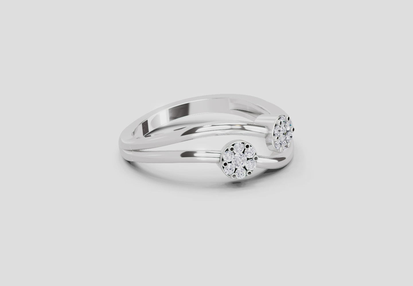 0.07 Carat Twin Bloom Promise Engagement Ring | 14K White Gold