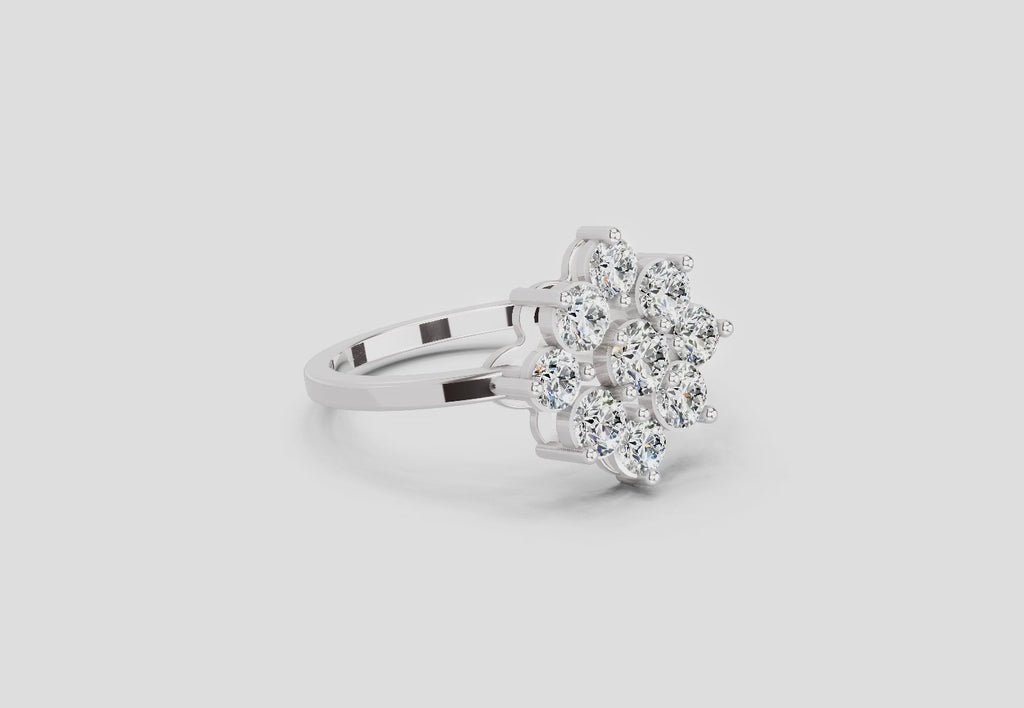 0.87 Carat Diamond Blossom Promise  Engagement Ring | 14K White Gold