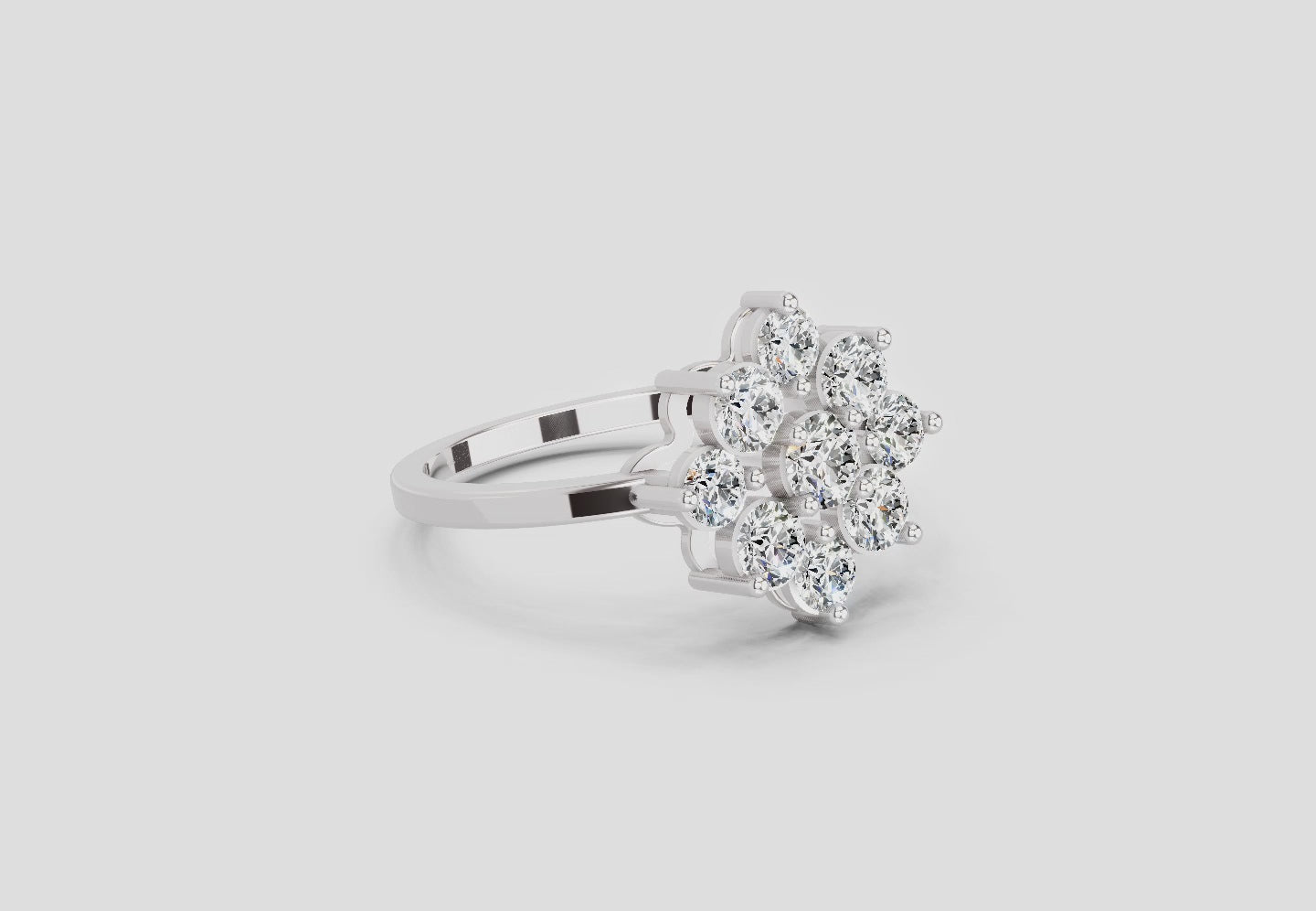 0.87 Carat Diamond Blossom Promise  Engagement Ring | 14K White Gold