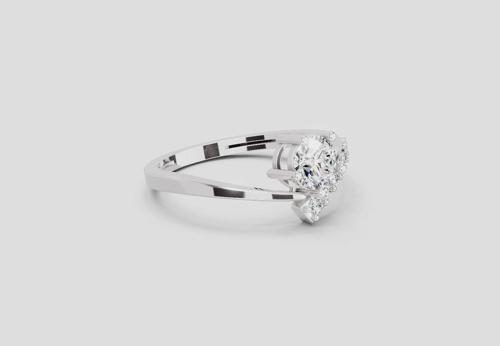 0.61 Ct Twist Bypass Diamond Ring | 14K White Gold