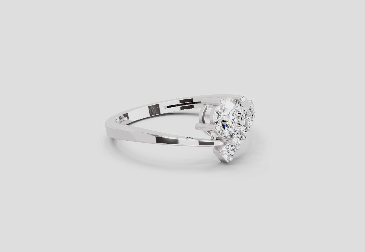 0.61 Ct Twist Bypass Diamond Ring | 14K White Gold