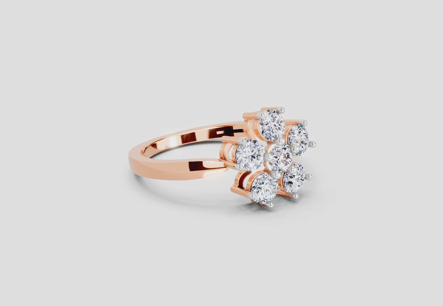 0.66 Ct Round Shape Flower Diamond Ring | 14K Rose Gold