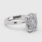 4 Ct Oval Shape Solitaire Diamond Ring| 14K White Gold