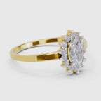 0.57 Carat Halo Oval Engagement Ring | 14K Yellow Gold