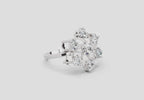 0.86 Ct Round Swirl Cluster Ring | 14K White Gold