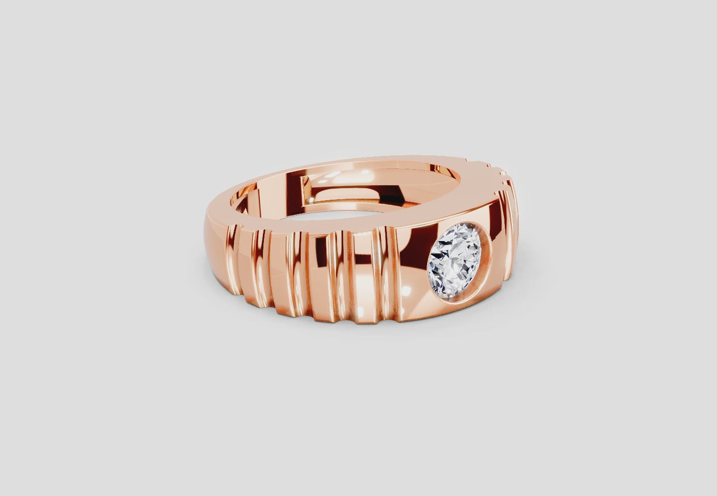 1 Ct Round Solitaire Diamond Ring | 14K Rose Gold