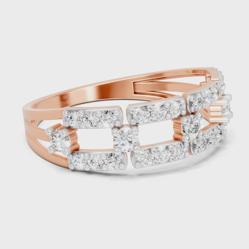 0.46 Carat Round Shape Diamond Bridge Ring | 14K Rose Gold