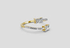0.82 Ct Emerald Shape Diamond Toi et Moi Ring | 14K Yellow Gold