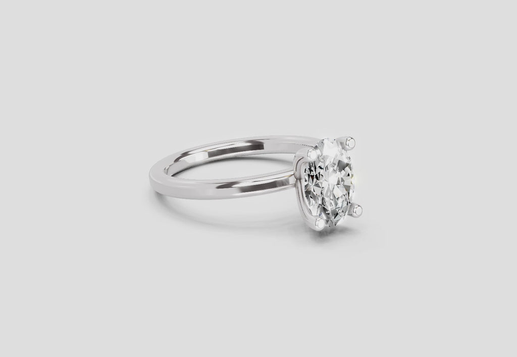 1.32 Ct Oval Solitaire Engagement| 14K White Gold