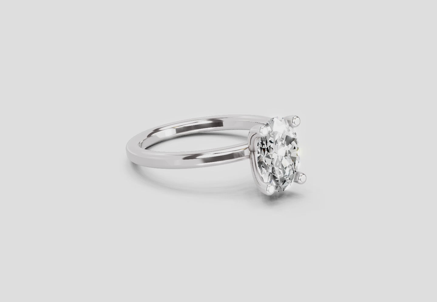1.32 Ct Oval Solitaire Engagement| 14K White Gold