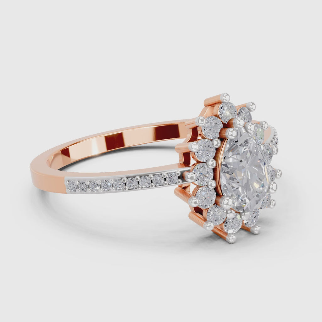 0.64 Carat Pear Shape Halo Engagement Ring | 14K Rose Gold