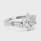 0.47 Carat Round & Pear Shape Diamond Floral Ring | 14K White Gold
